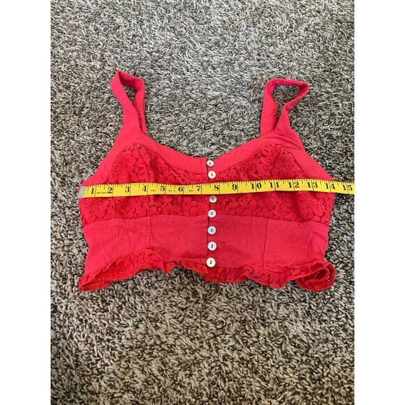 Intimately Free People Here I Go Brami Cropped Red Tank Top Womens Sz S - Picture 9 of 10